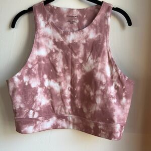 Banana Republic Sports Bra Women's L Baby Pink White Crop Tank Athleisure